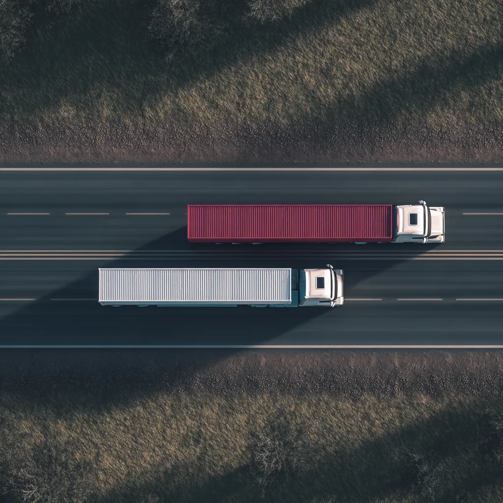 Aerial view of a truck fleet