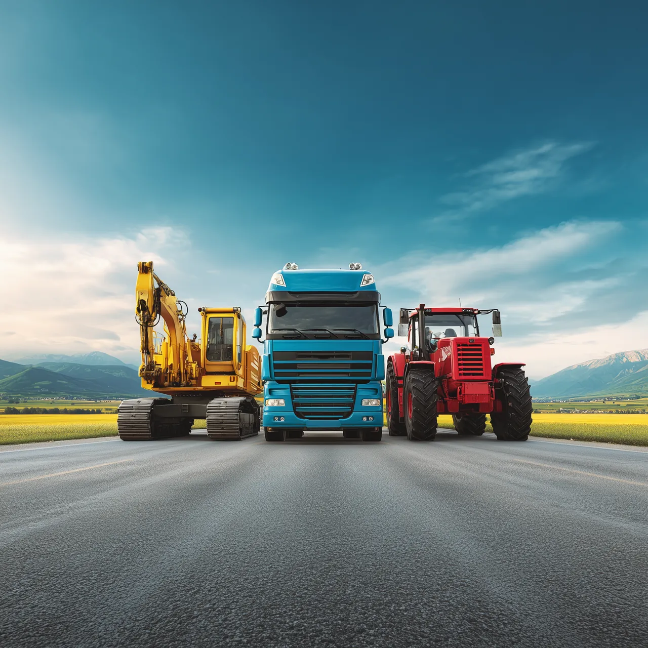 Heavy equipment working in a field