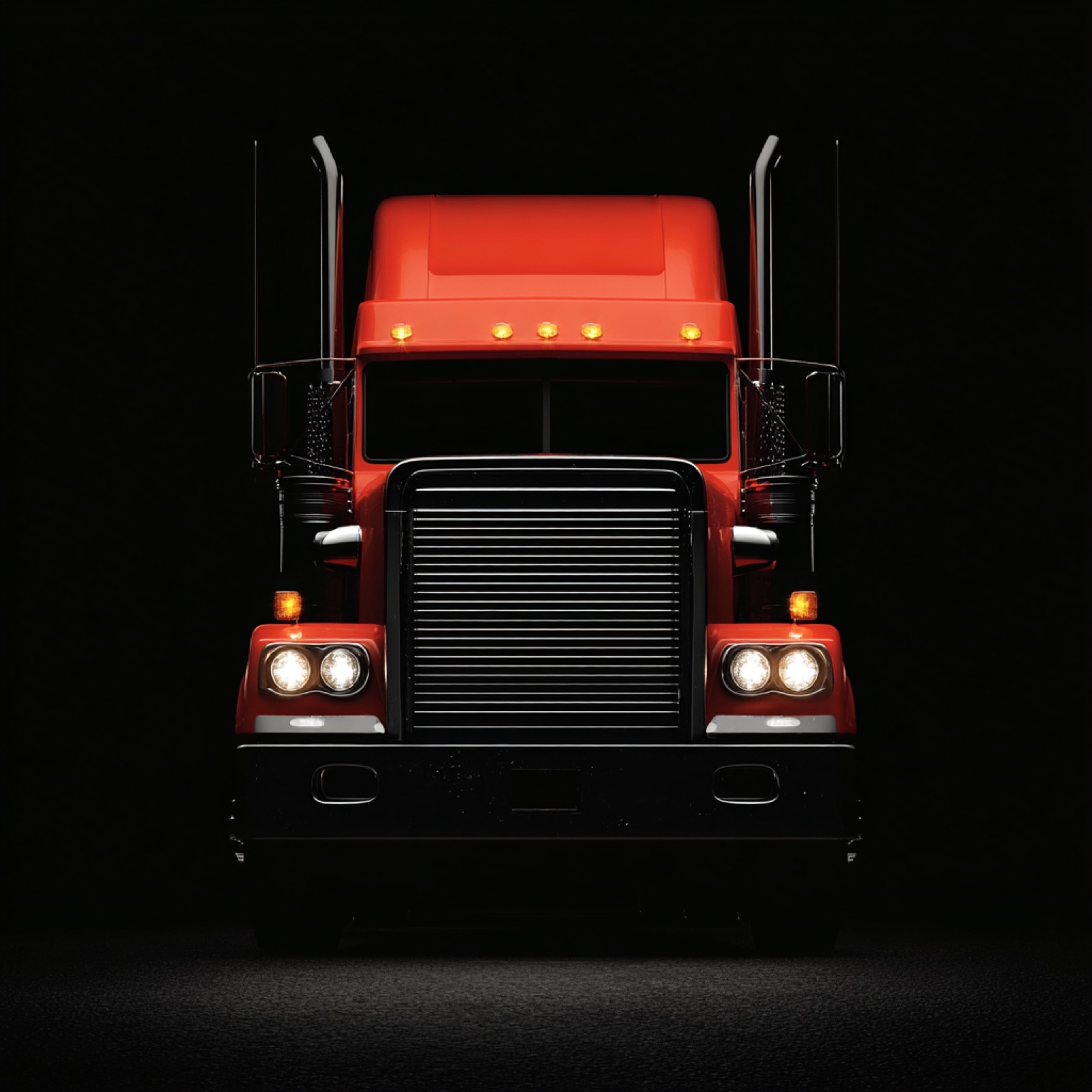 Front view of a semi-truck